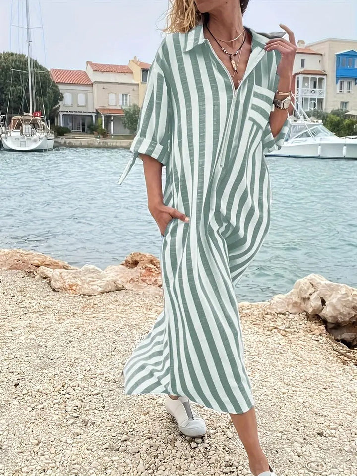 Danica™ | Striped Button-Down Shirt Dress