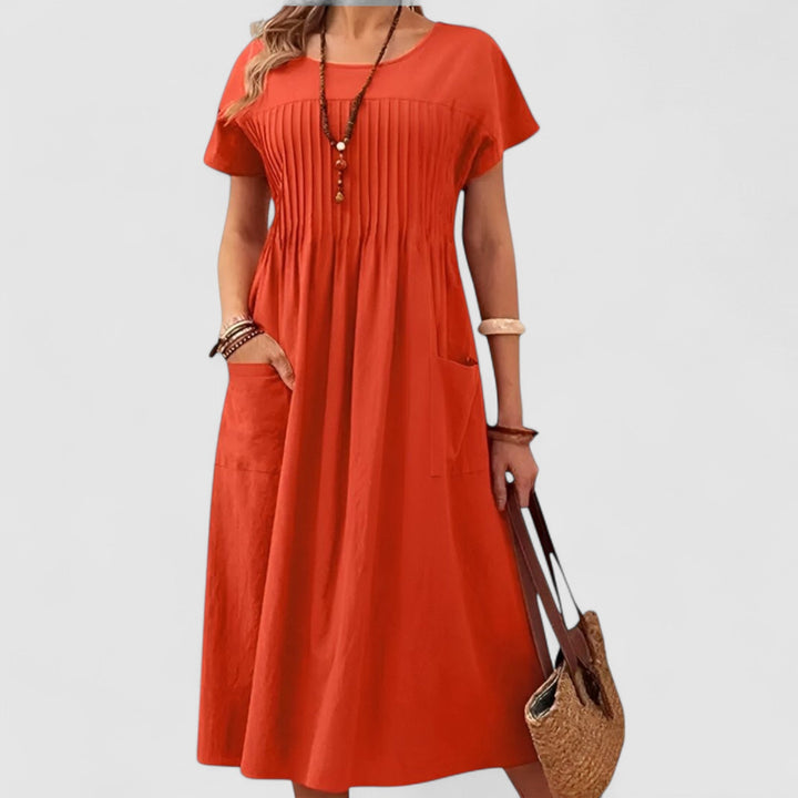 Leonie - Pleated Pocket Midi Dress