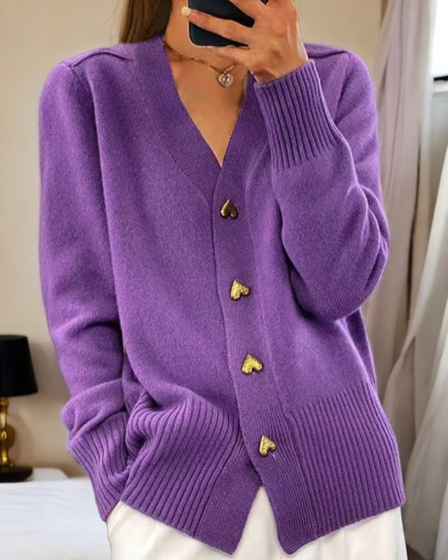 Diede | Cardigan with Heart-Shaped Buttons